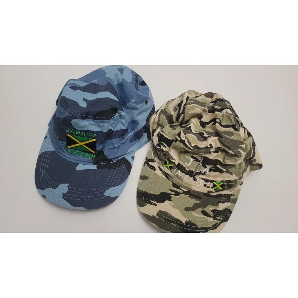 2 Camouflage Adult Adjustable Baseball Cap Hats Jamaican Embroidery‎ Flag Camo